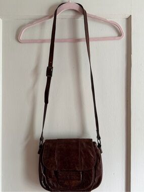 Claudio Ferrici Brown Leather Crossbody Saddle Bag
